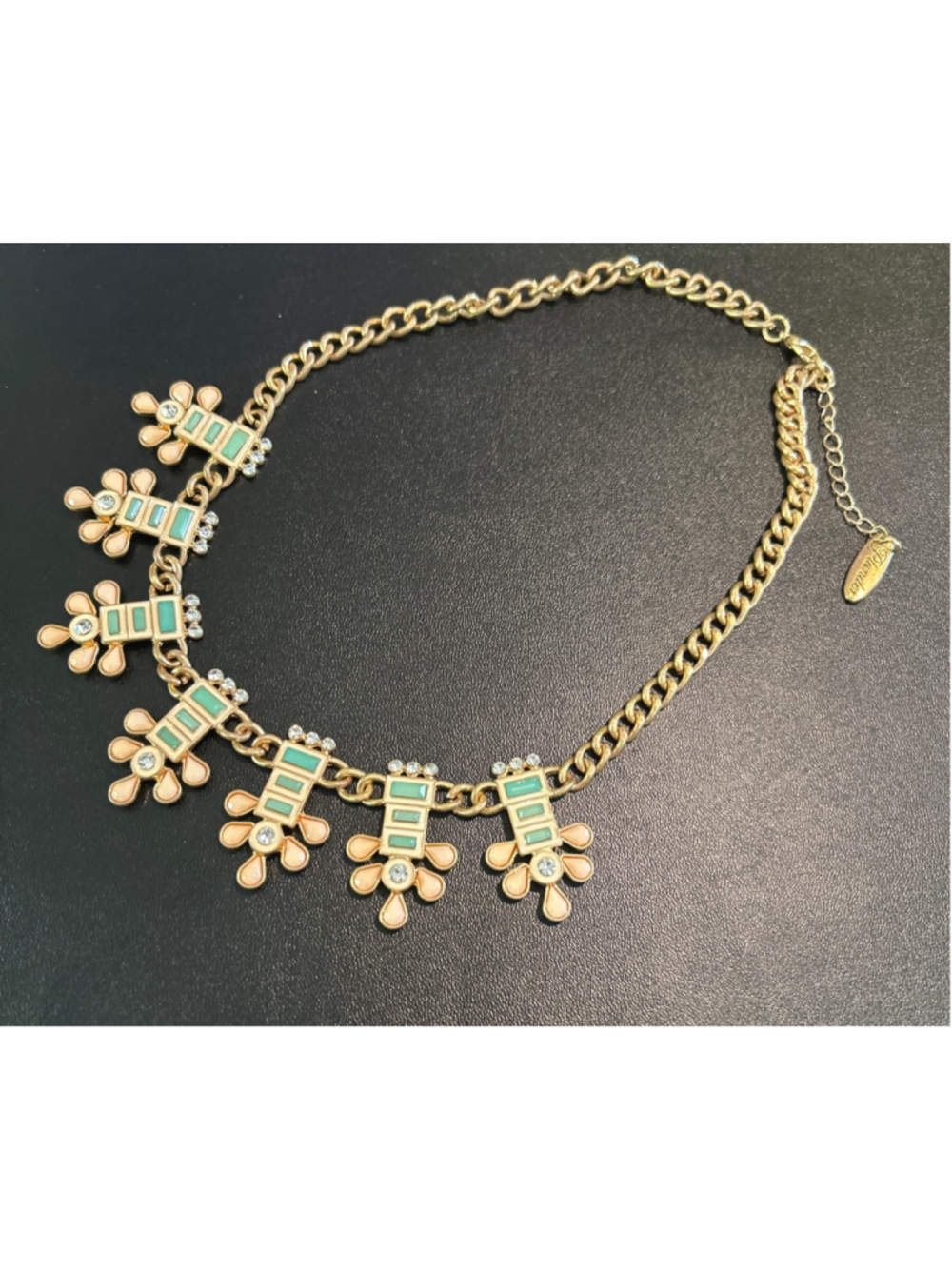Women's Plunder Gold Green Statement Necklace One Size